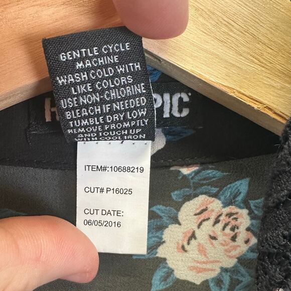 Hot Topic Floral Button-Down Black Chiffon Lace Collar Mini Dress Womens Size M - Picture 14 of 15